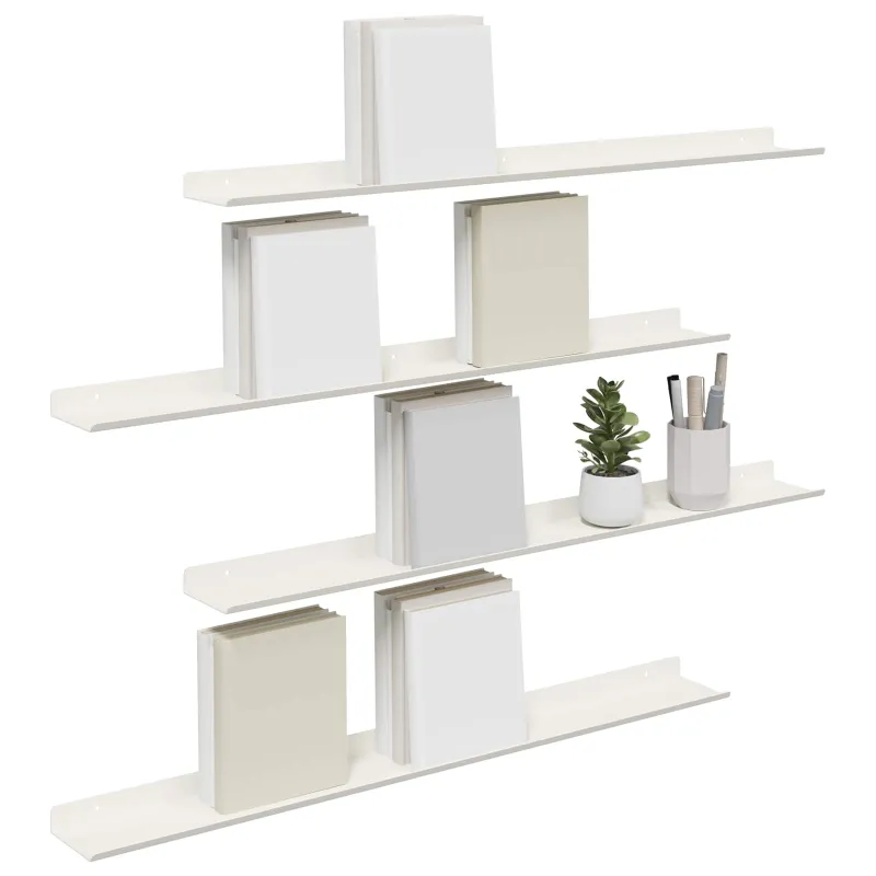 Plūduriuojanti lentyna 4 pcs Baltas 80 x 9 x 2,5 cm Plienas