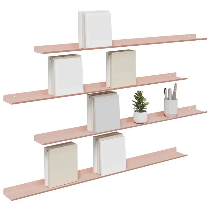 Plūduriuojanti lentyna 4 pcs Rožinė 100 x 9 x 2,5 cm Plienas