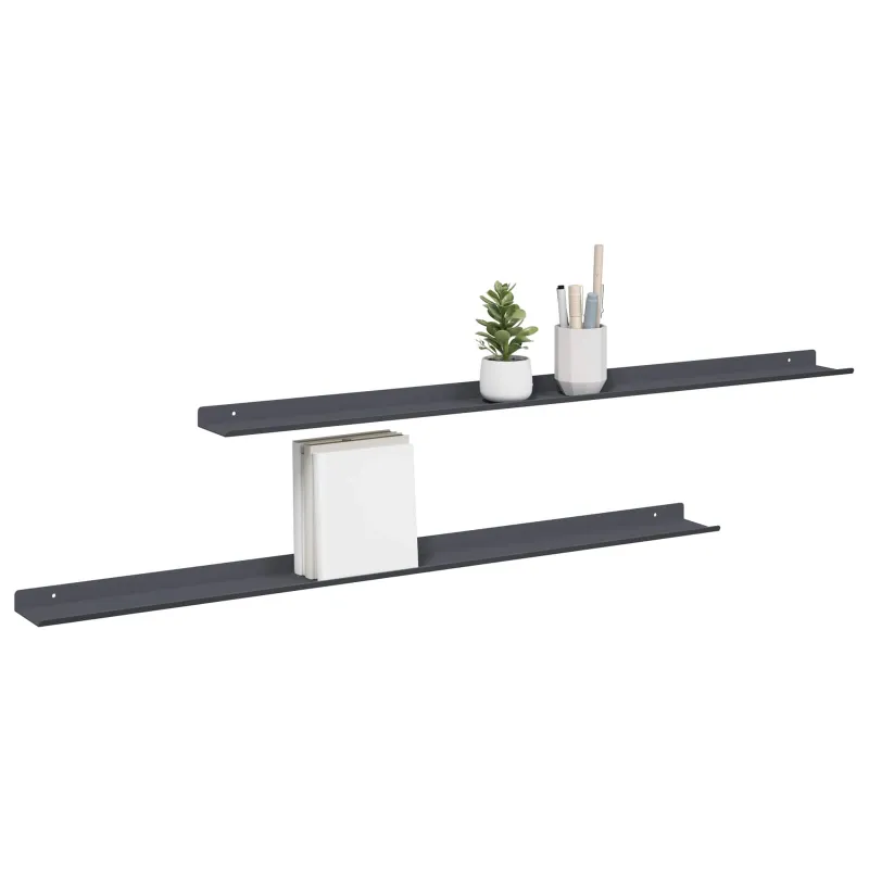 Plūduriuojanti lentyna 2 pcs Antracitas 100 x 9 x 2,5 cm
