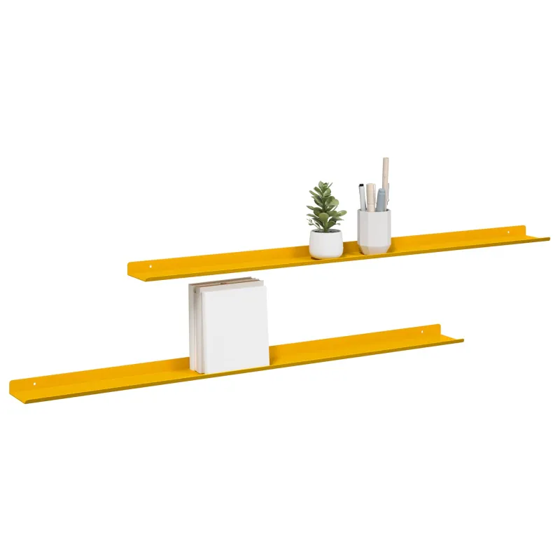 Plūduriuojanti lentyna 2 pcs Garučių geltona 100 x 9 x 2,5 cm