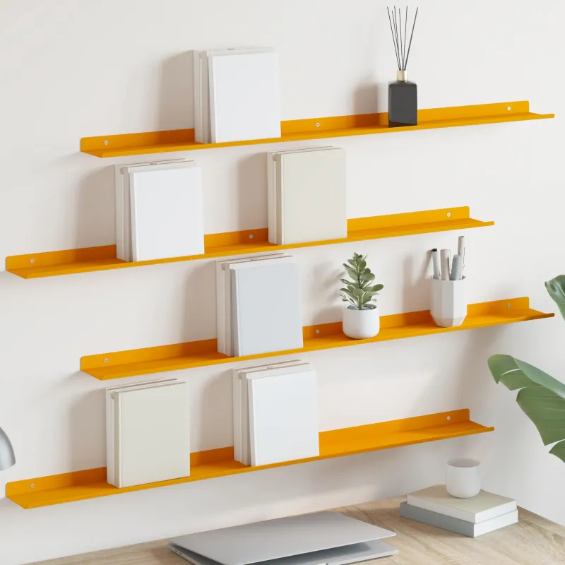 Plūduriuojanti lentyna 4 pcs Garučių geltona 100 x 9 x 2,5 cm