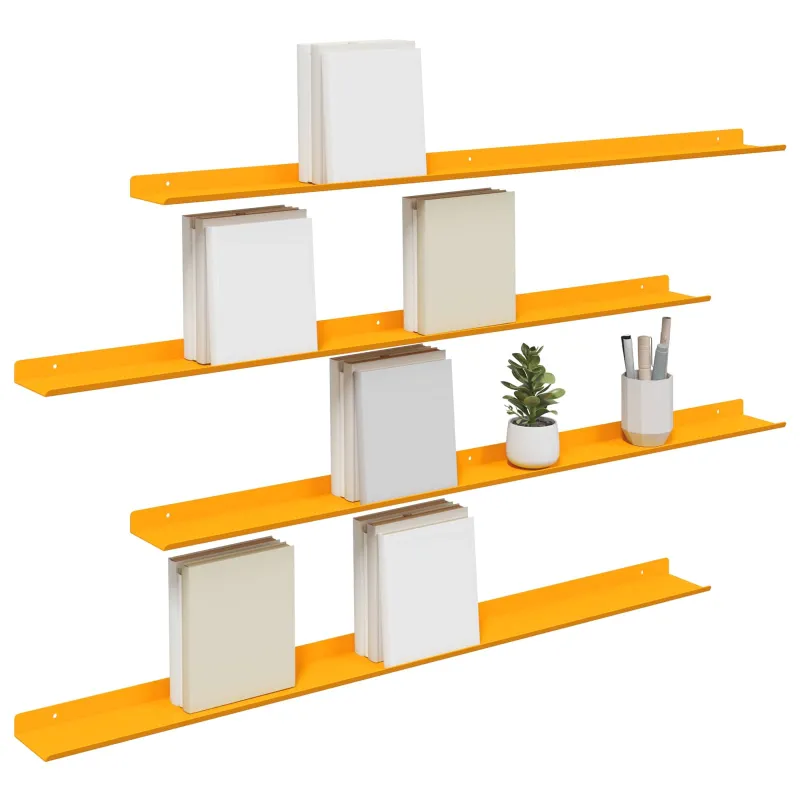 Plūduriuojanti lentyna 4 pcs Garučių geltona 100 x 9 x 2,5 cm