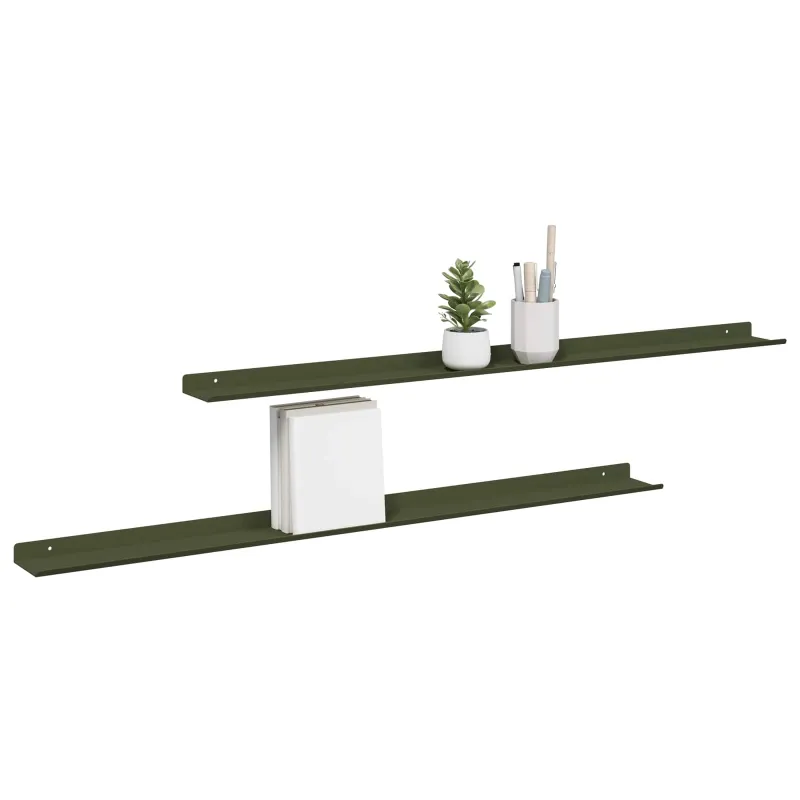 Plūduriuojanti lentyna 2 pcs Alyvuogių žalia 100 x 9 x 2,5 cm