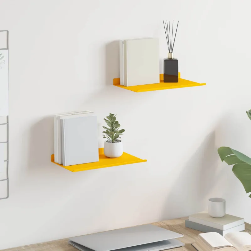 Plūduriuojanti lentyna 2 pcs Garučių geltona 30 x 18 x 2,5 cm