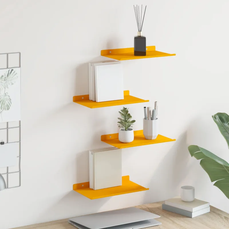 Plūduriuojanti lentyna 4 pcs Garučių geltona 30 x 18 x 2,5 cm