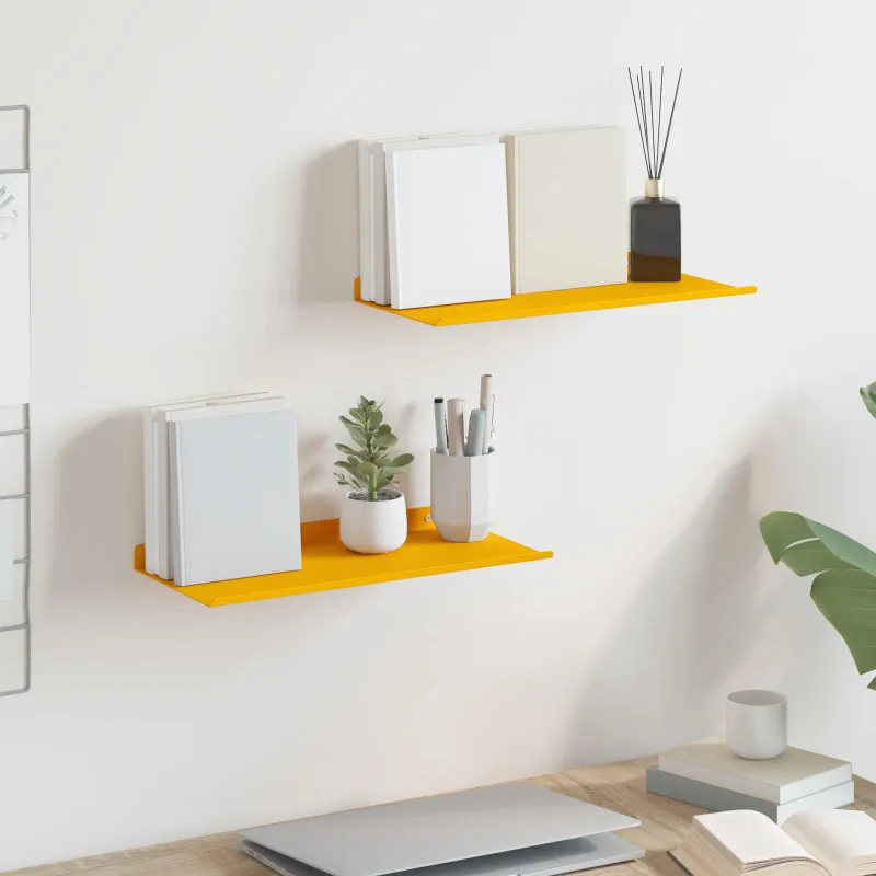 Plūduriuojanti lentyna 2 pcs Garučių geltona 40 x 18 x 2,5 cm