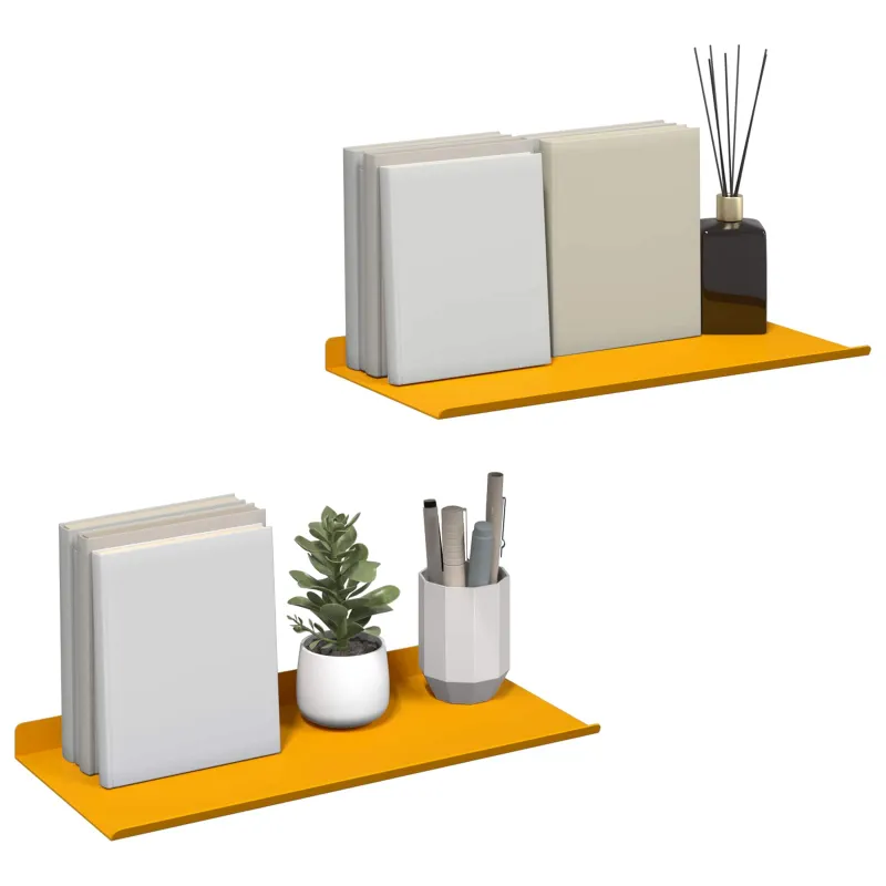 Plūduriuojanti lentyna 2 pcs Garučių geltona 40 x 18 x 2,5 cm