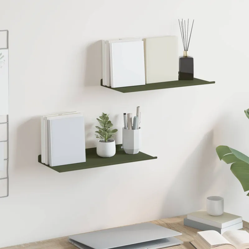 Plūduriuojanti lentyna 2 pcs Alyvuogių žalia 40 x 18 x 2,5 cm