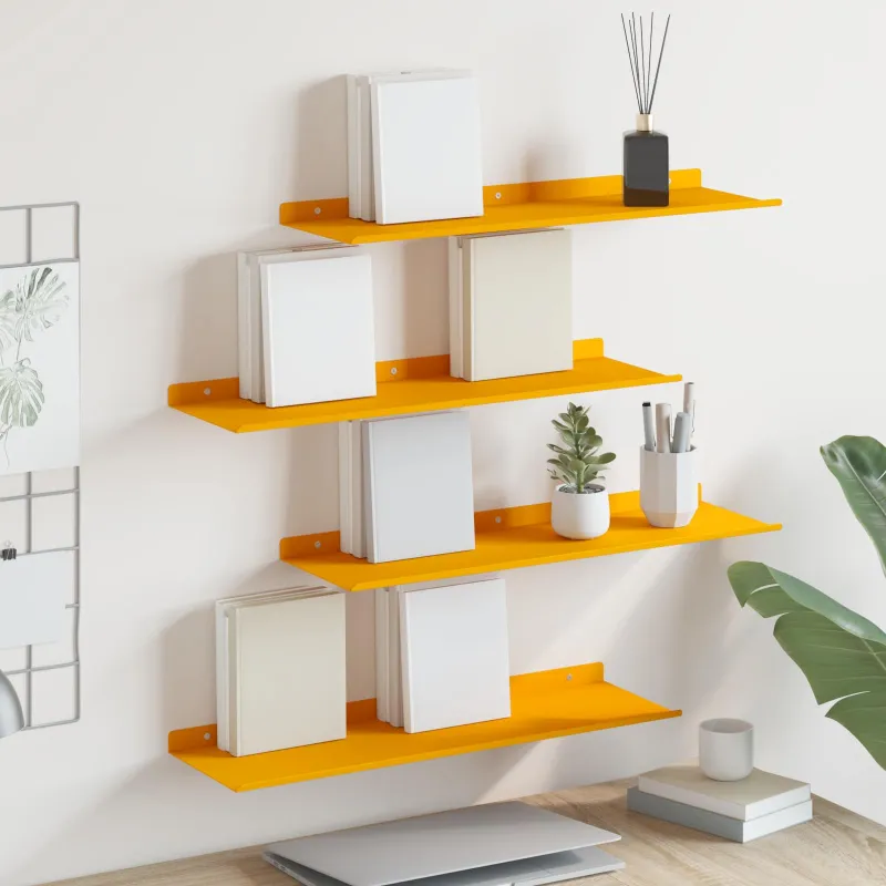 Plūduriuojanti lentyna 4 pcs Garučių geltona 60 x 18 x 2,5 cm