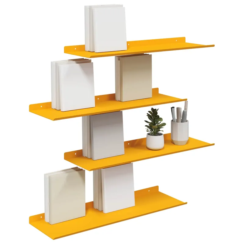 Plūduriuojanti lentyna 4 pcs Garučių geltona 60 x 18 x 2,5 cm