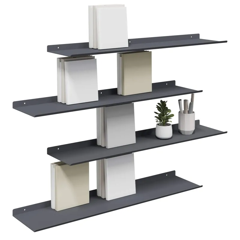 Plūduriuojanti lentyna 4 pcs Antracitas 80 x 18 x 2,5 cm