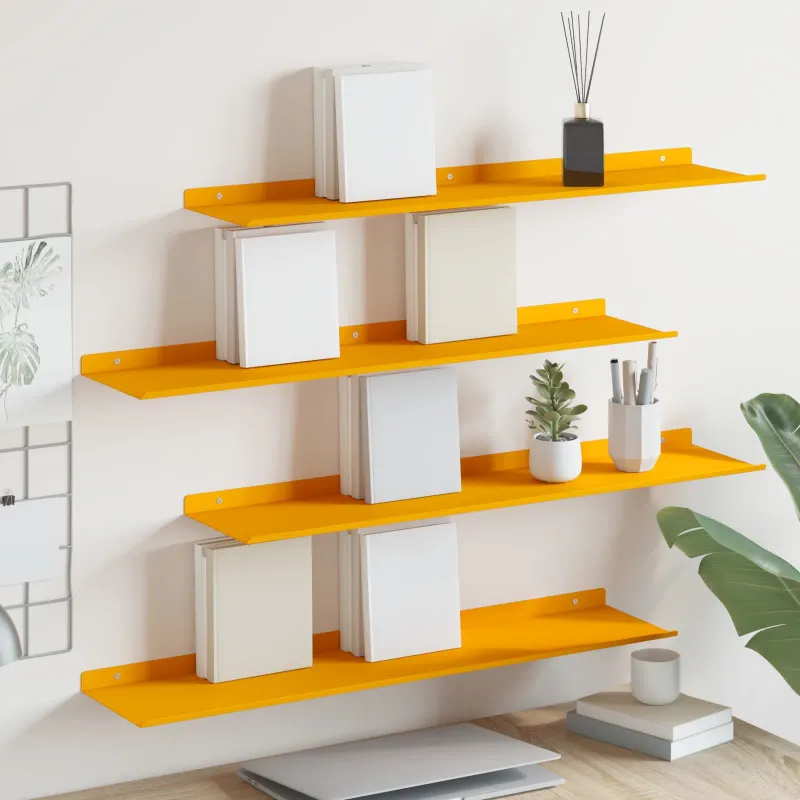 Plūduriuojanti lentyna 4 pcs Garučių geltona 80 x 18 x 2,5 cm