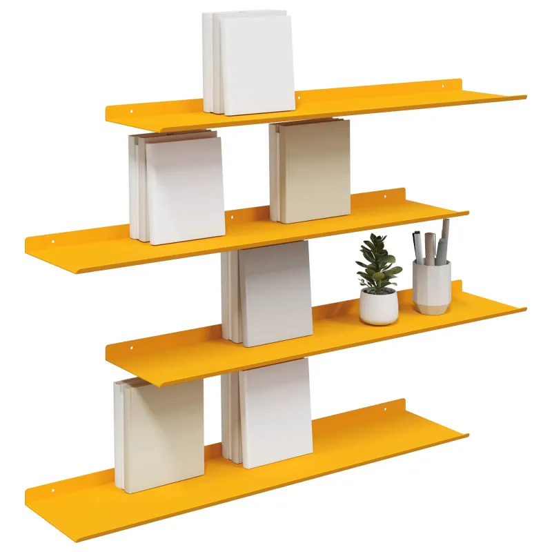 Plūduriuojanti lentyna 4 pcs Garučių geltona 80 x 18 x 2,5 cm