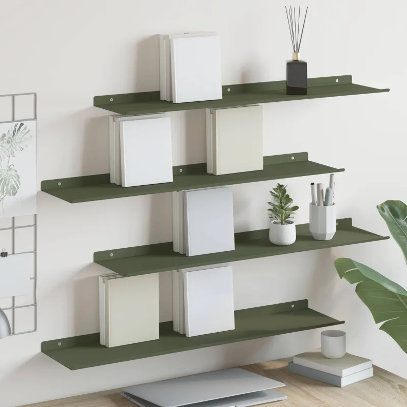 Plūduriuojanti lentyna 4 pcs Alyvuogių žalia 80 x 18 x 2,5 cm