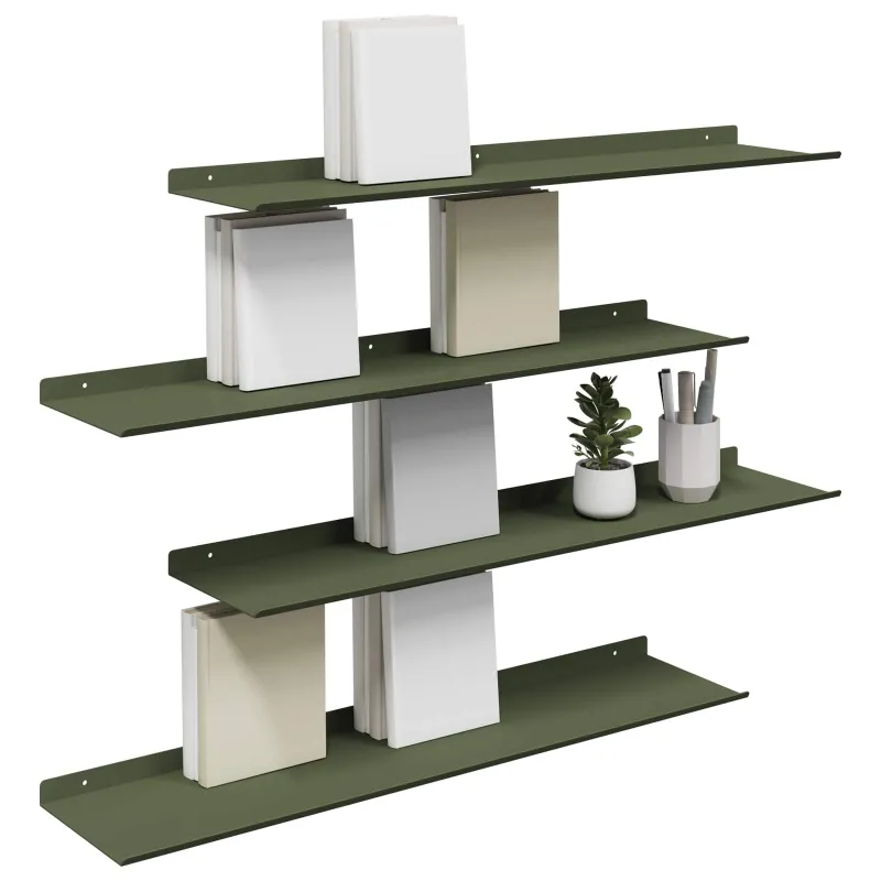Plūduriuojanti lentyna 4 pcs Alyvuogių žalia 80 x 18 x 2,5 cm
