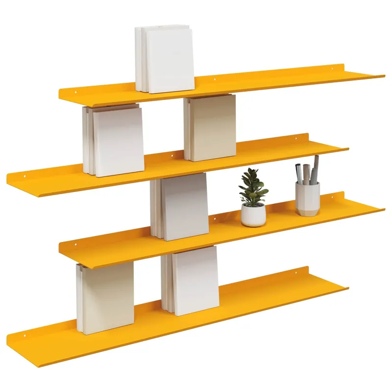Plūduriuojanti lentyna 4 pcs Garučių geltona 100 x 18 x 2,5 cm