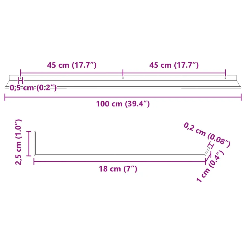Plūduriuojanti lentyna 4 pcs Garučių geltona 100 x 18 x 2,5 cm