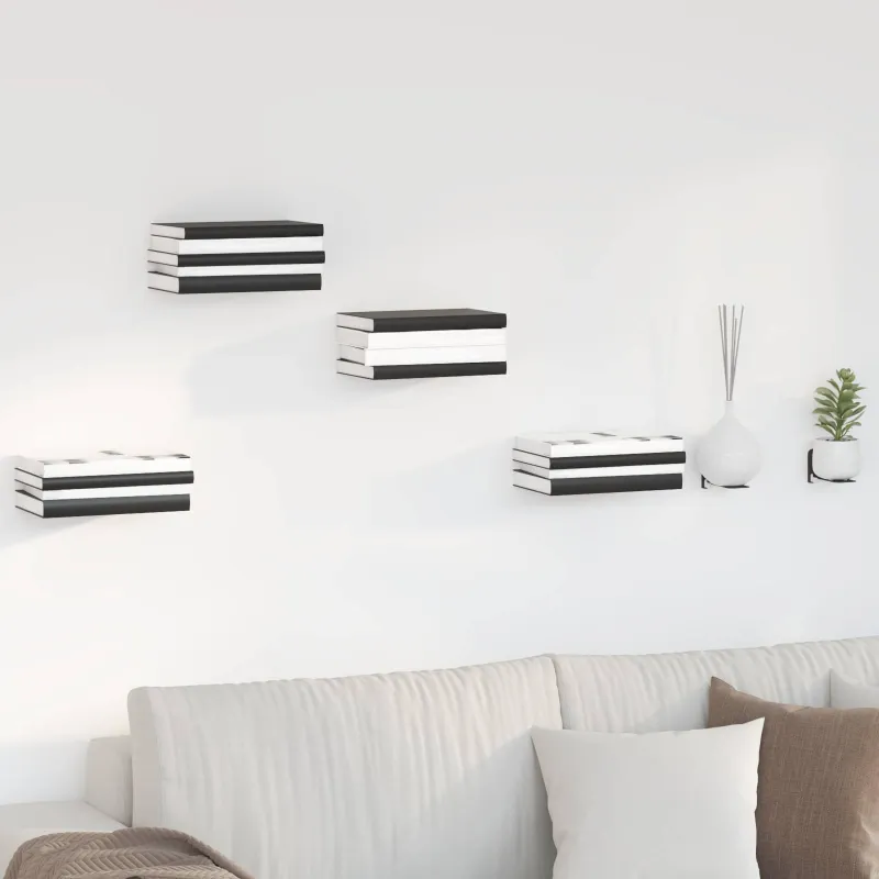 Plūduriuojanti lentyna 24 pcs Juodas 6 x 10,8 x 6,6 cm