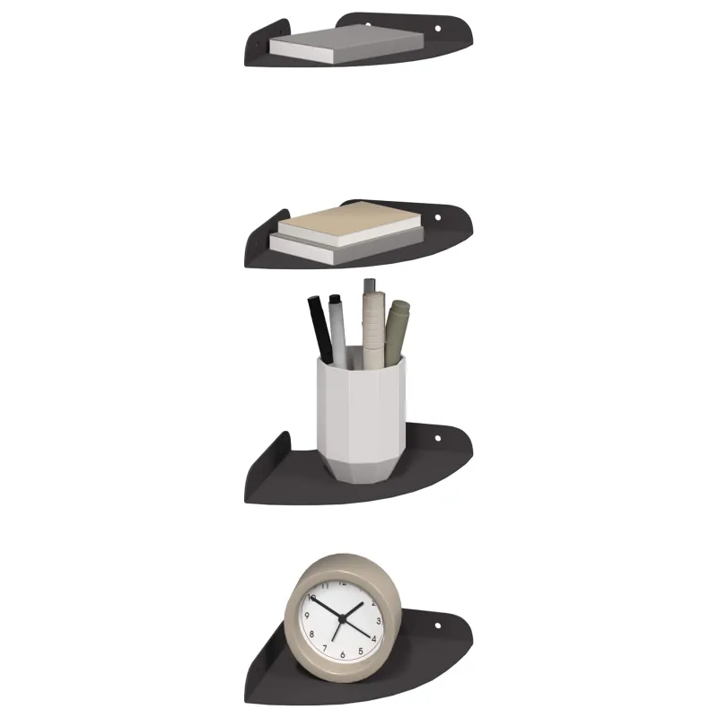 Plūduriuojanti lentyna su lentyna 4 pcs Juodas 15 x 15 x 2 cm