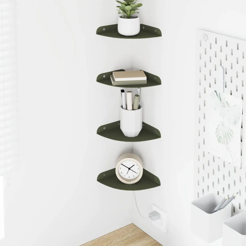 Plūduriuojanti lentyna 4 pcs Alyvuogių žalia 15 x 15 x 2 cm
