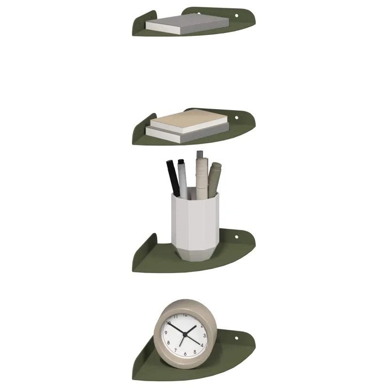 Plūduriuojanti lentyna 4 pcs Alyvuogių žalia 15 x 15 x 2 cm