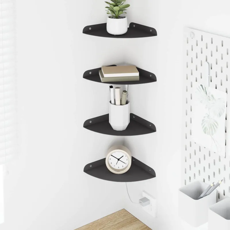 Plūduriuojanti lentyna su lentyna 4 pcs Juodas 18 x 18 x 2 cm