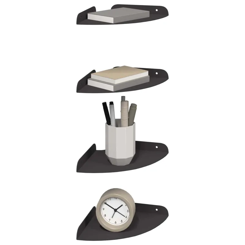 Plūduriuojanti lentyna su lentyna 4 pcs Juodas 18 x 18 x 2 cm