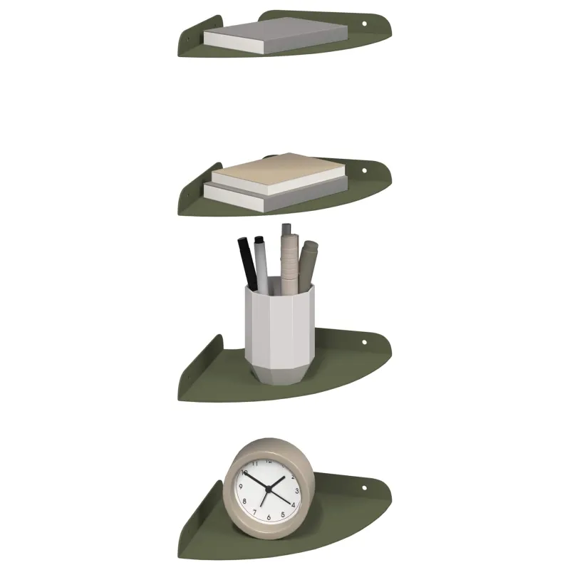 Plūduriuojanti lentyna 4 pcs Alyvuogių žalia 18 x 18 x 2 cm