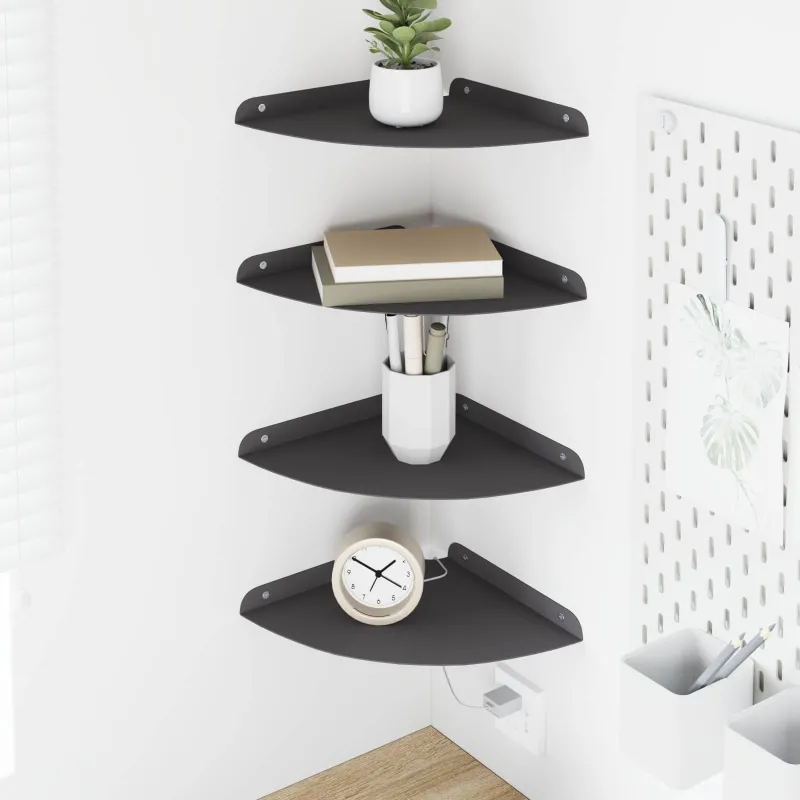 Plūduriuojanti lentyna su lentyna 4 pcs Juodas 24 x 24 x 2 cm