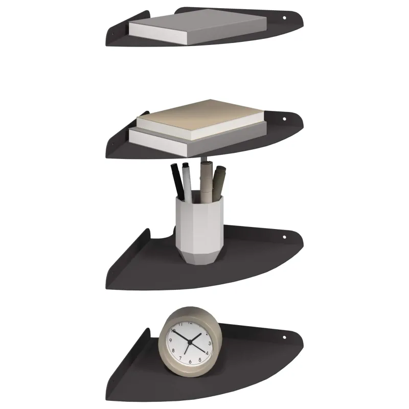 Plūduriuojanti lentyna su lentyna 4 pcs Juodas 24 x 24 x 2 cm