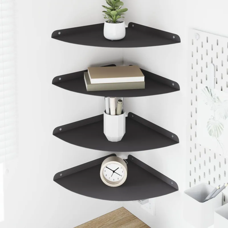 Plūduriuojanti lentyna su lentyna 4 pcs Juodas 30 x 30 x 2 cm