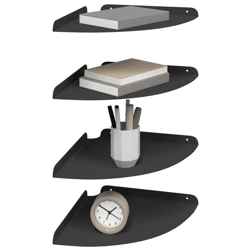 Plūduriuojanti lentyna su lentyna 4 pcs Juodas 30 x 30 x 2 cm