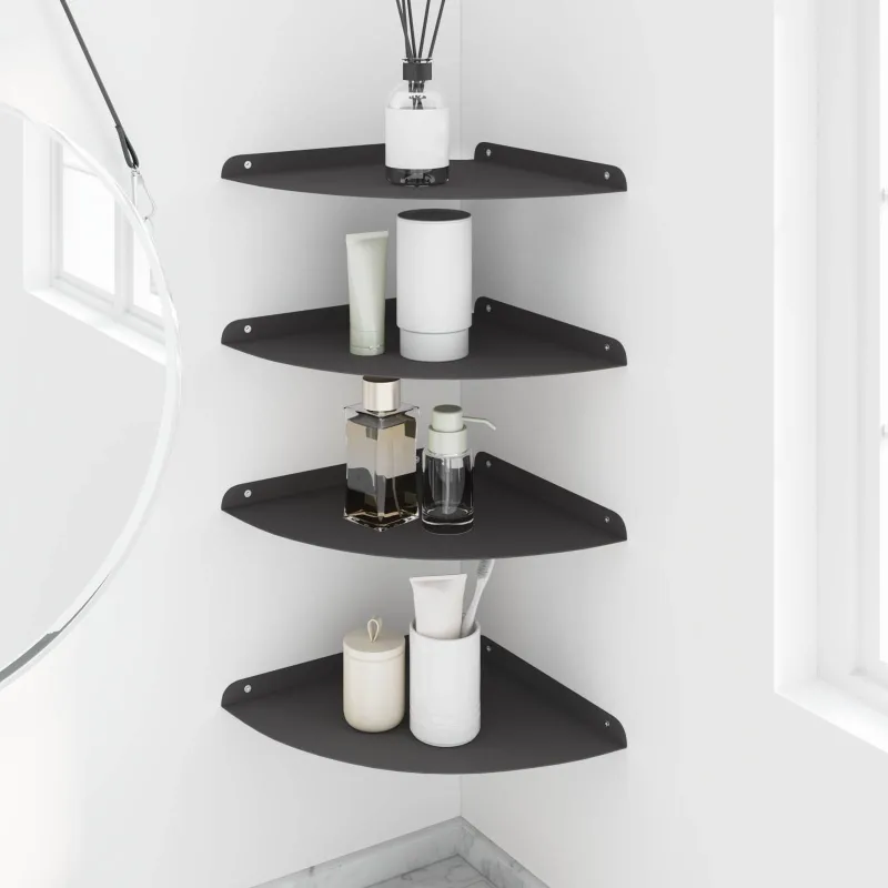 Plūduriuojanti lentyna su lentyna 4 pcs Juodas 30 x 30 x 2 cm