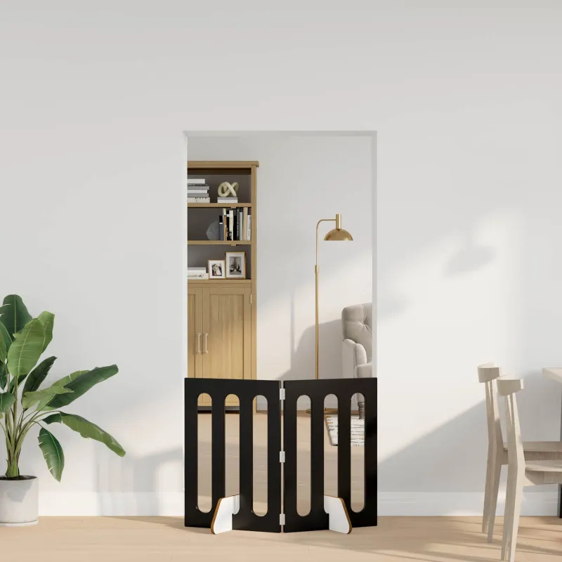 Sulankstomas šunų tvora 2 pcs Juodas Ąžuolas 100,5 x 38 x 70 cm