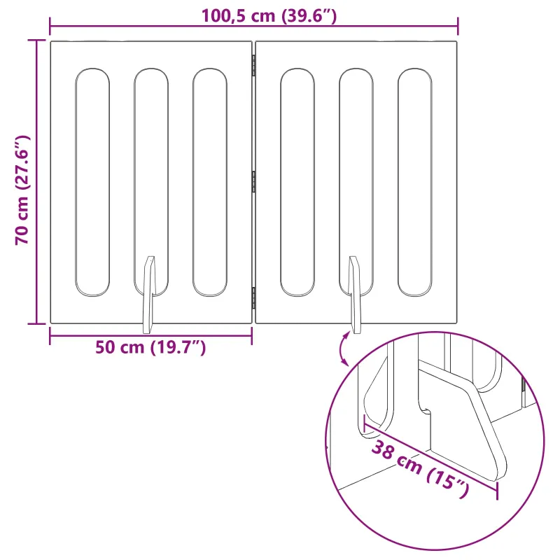 Sulankstomas šunų tvora 2 pcs Juodas Ąžuolas 100,5 x 38 x 70 cm