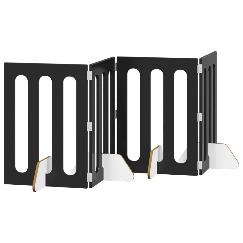 Sulankstomas šunų tvora 4 pcs Juodas Ąžuolas 201 x 38 x 70 cm