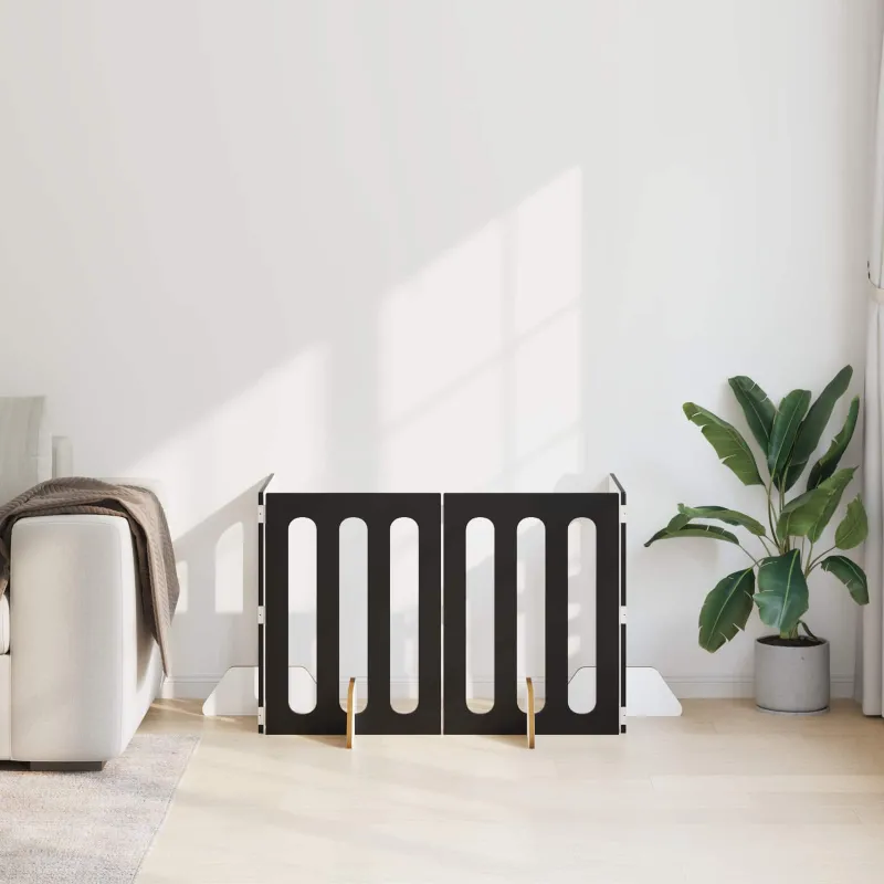 Sulankstomas šunų tvora 4 pcs Juodas Ąžuolas 201 x 38 x 70 cm