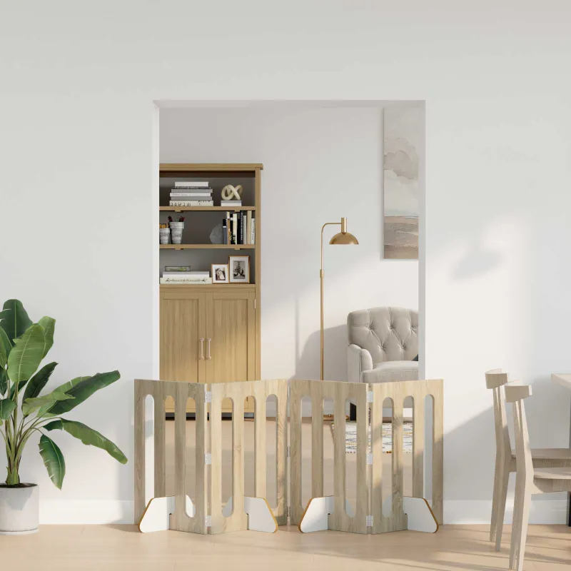 Sulankstomas šunų tvora 4 pcs Sonoma ąžuolas 201 x 38 x 70 cm