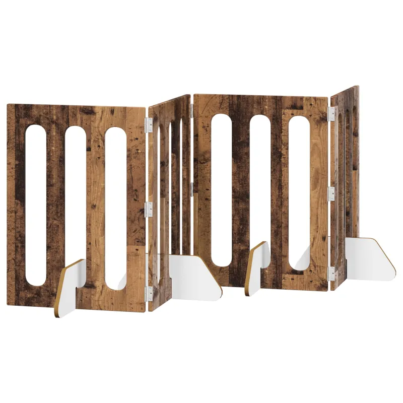 Sulankstomas šunų tvora 4 pcs Ąžuolo mediena 201 x 38 x 70 cm