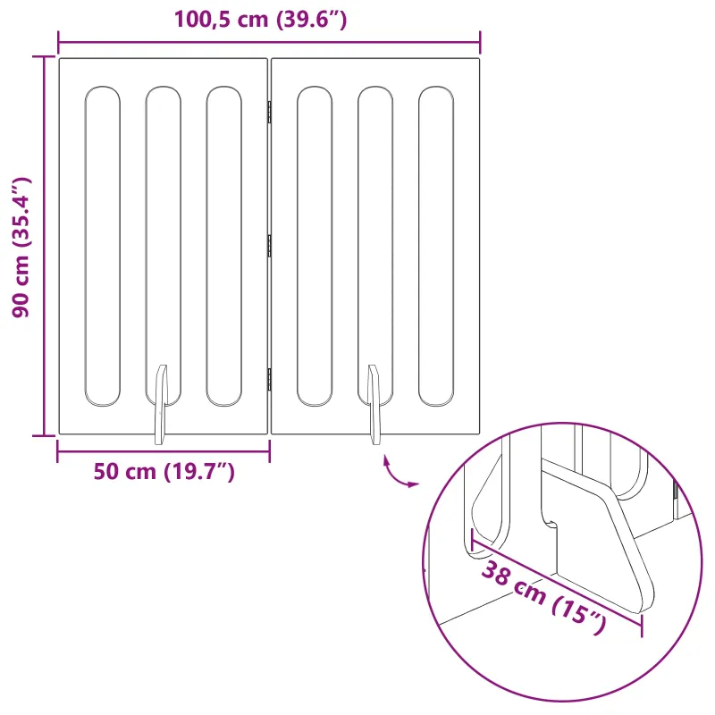 Sulankstomas šunų tvora 2 pcs Baltas 100,5 x 38 x 90 cm