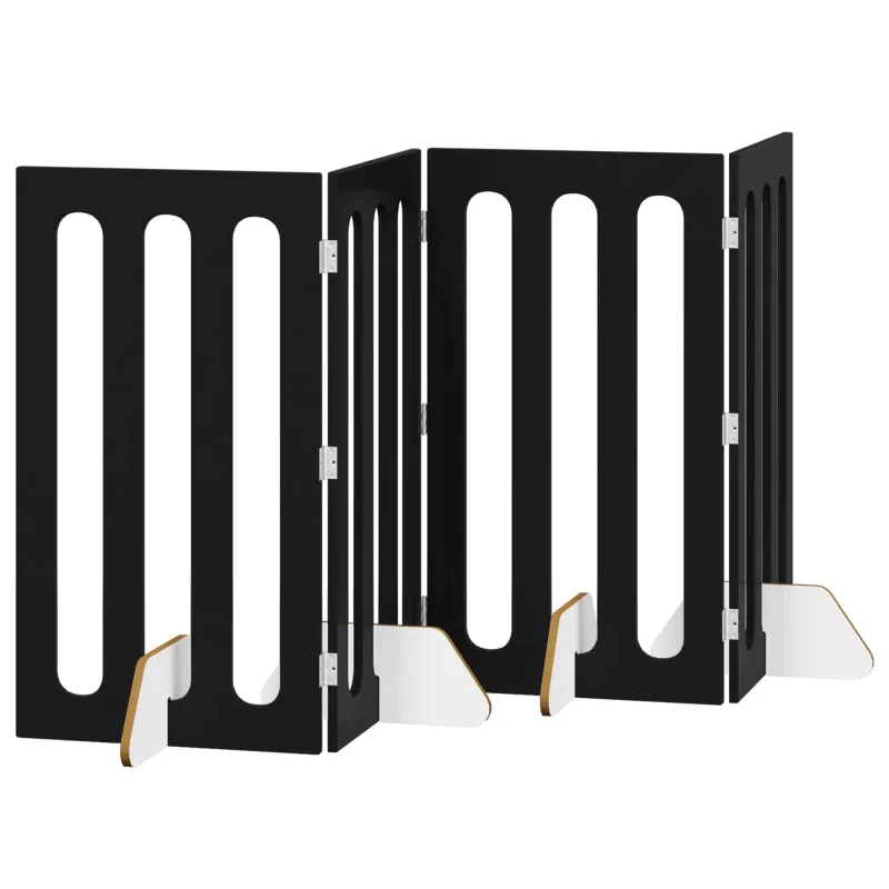 Sulankstomas šunų tvora 4 pcs Juodas Ąžuolas 201 x 38 x 90 cm