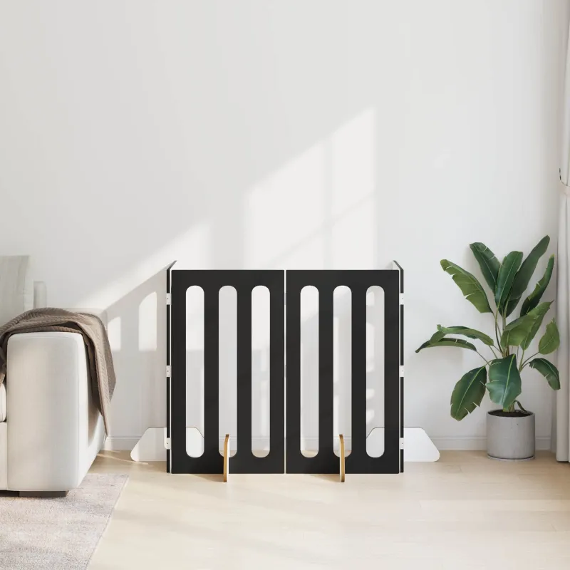 Sulankstomas šunų tvora 4 pcs Juodas Ąžuolas 201 x 38 x 90 cm