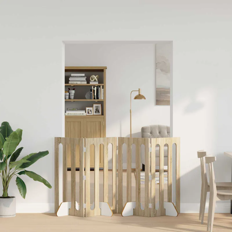 Sulankstomas šunų tvora 4 pcs Sonoma ąžuolas 201 x 38 x 90 cm