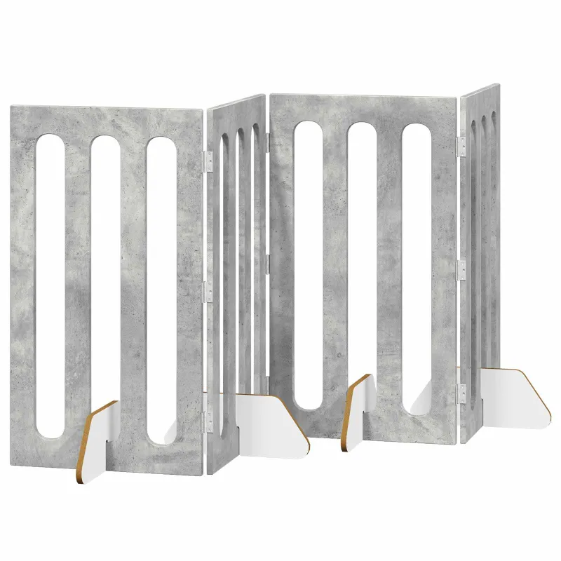 Sulankstomas šunų tvora 4 pcs Betono Pilka 201 x 38 x 90 cm