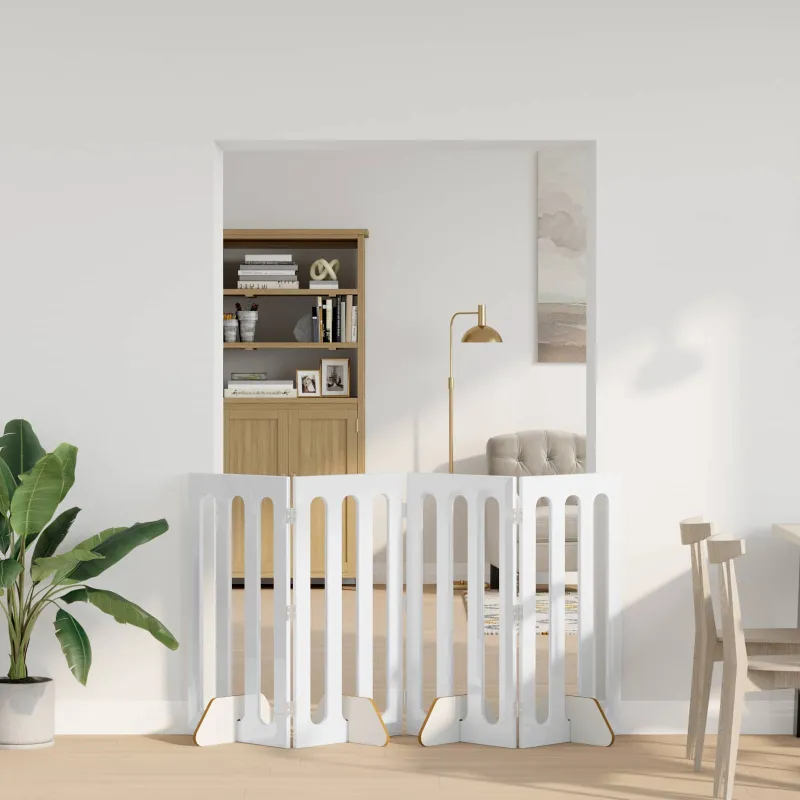 Sulankstomas šunų tvora 4 pcs Aukšto Blizgesio Baltas
