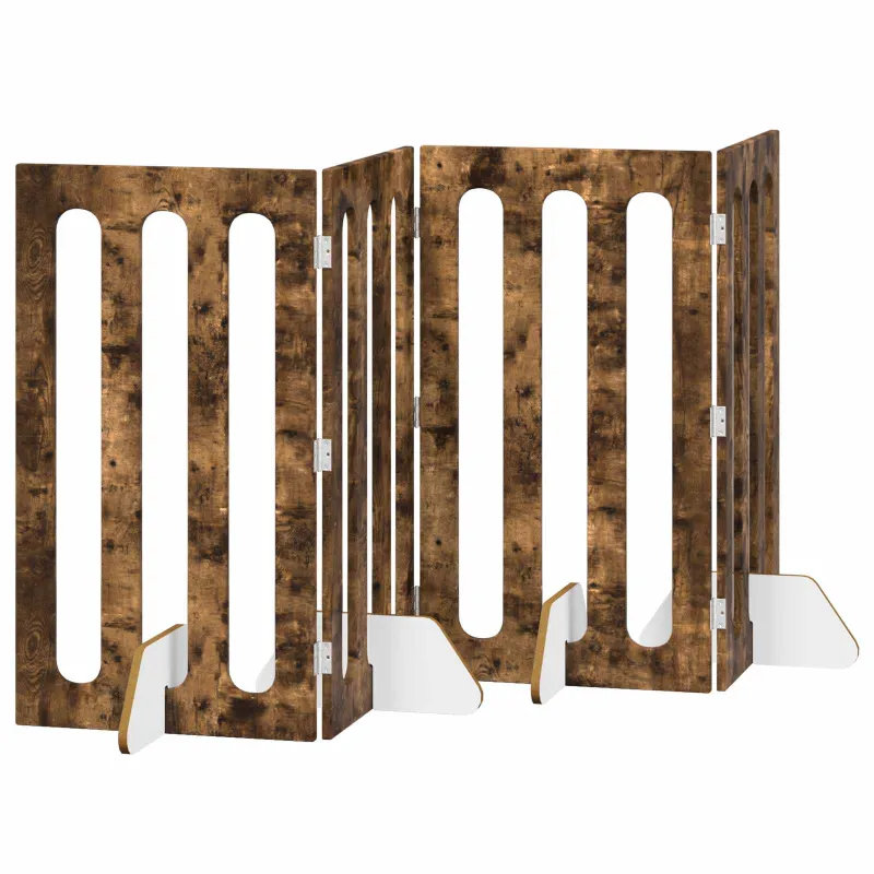 Sulankstomas šunų tvora 4 pcs Rūkytas Ąžuolas 201 x 38 x 90 cm