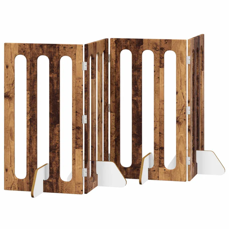 Sulankstomas šunų tvora 4 pcs Ąžuolo mediena 201 x 38 x 90 cm