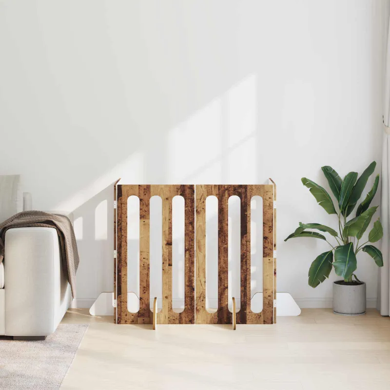 Sulankstomas šunų tvora 4 pcs Ąžuolo mediena 201 x 38 x 90 cm
