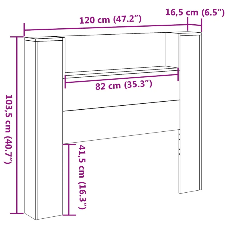 Galvūgalio spinta su LED Sonoma 120 x 16,5 x 103,5 cm