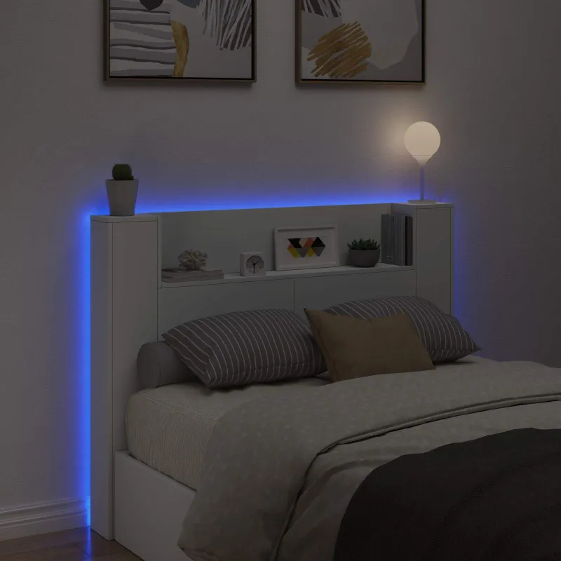 Galvūgalio spinta su LED Baltas 140 x 16,5 x 103,5 cm